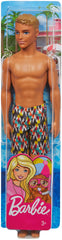 PAPUSA KEN LA PLAJA CU COSTUM DE BAIE MULTICOLOR