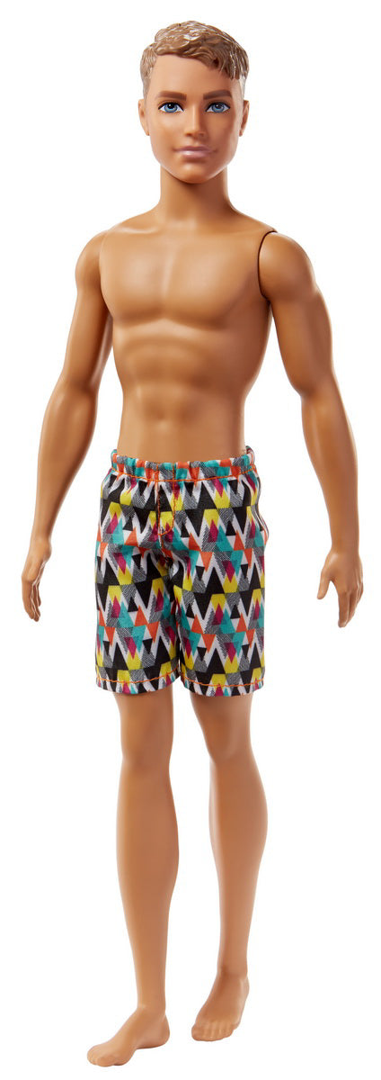 PAPUSA KEN LA PLAJA CU COSTUM DE BAIE MULTICOLOR