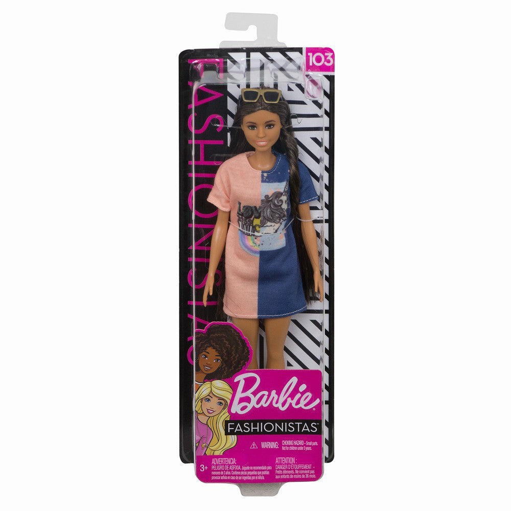 PAPUSA BARBIE FASHIONISTA BRUNETA CU PAR LUNG