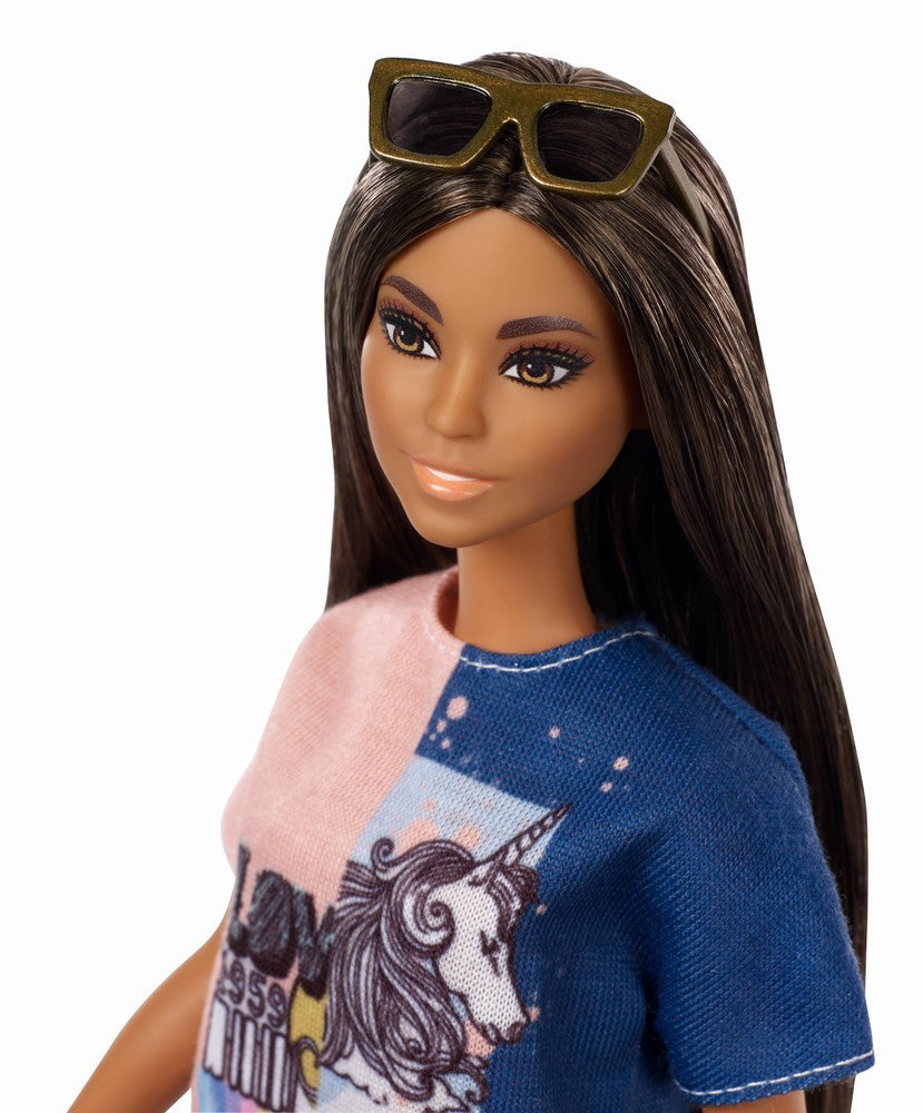 PAPUSA BARBIE FASHIONISTA BRUNETA CU PAR LUNG