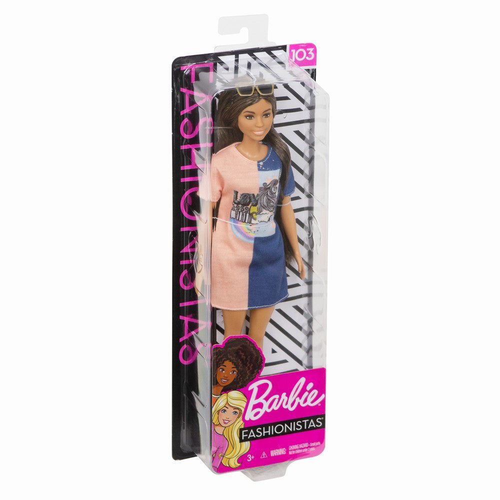 PAPUSA BARBIE FASHIONISTA BRUNETA CU PAR LUNG