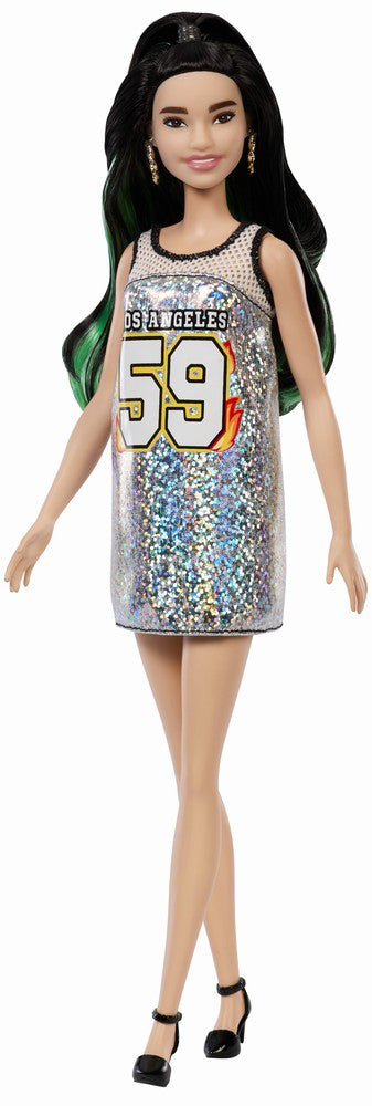 PAPUSA BARBIE FASHIONISTA BRUNETA CU ROCHITA SCLIPITOARE