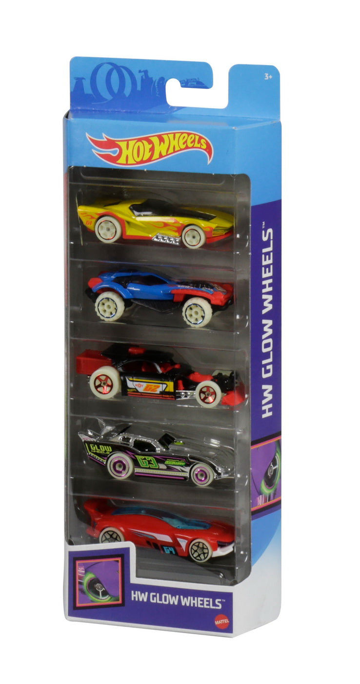 SET 5 MASINI HOT WHEELS CU ROTI FLUORESCENTE
