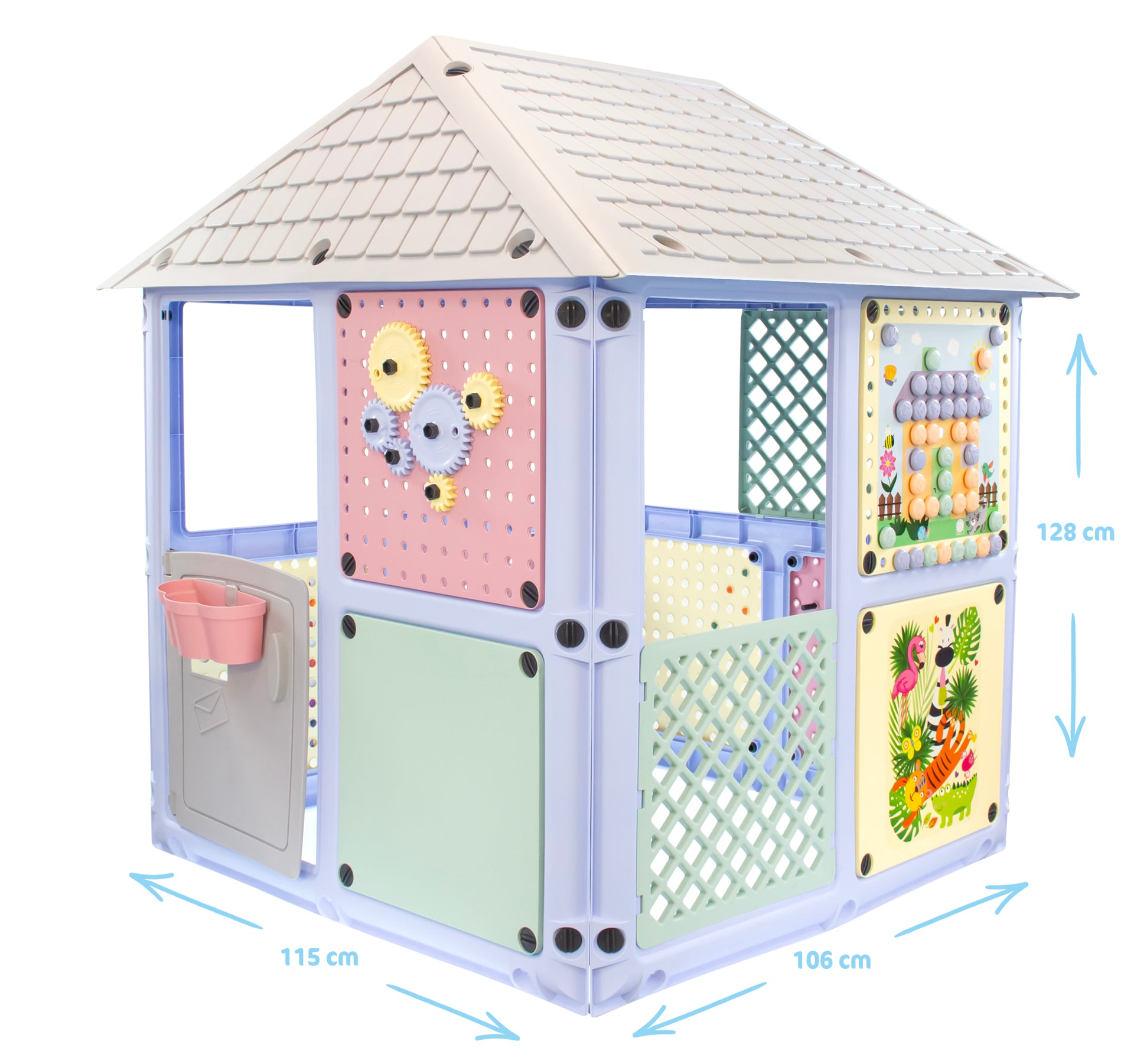 Casuta de joaca Mochtoys Smart House culori pastel, 115 x 106 x 128 cm, 12795