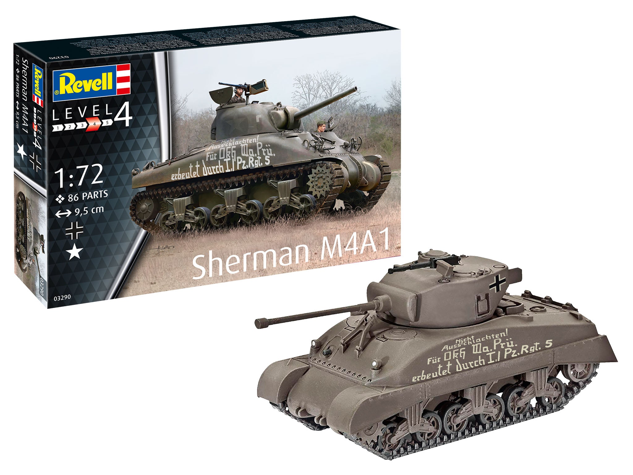 Macheta de asamblat Revell, Tanc Sherman M4A1 ; 03290