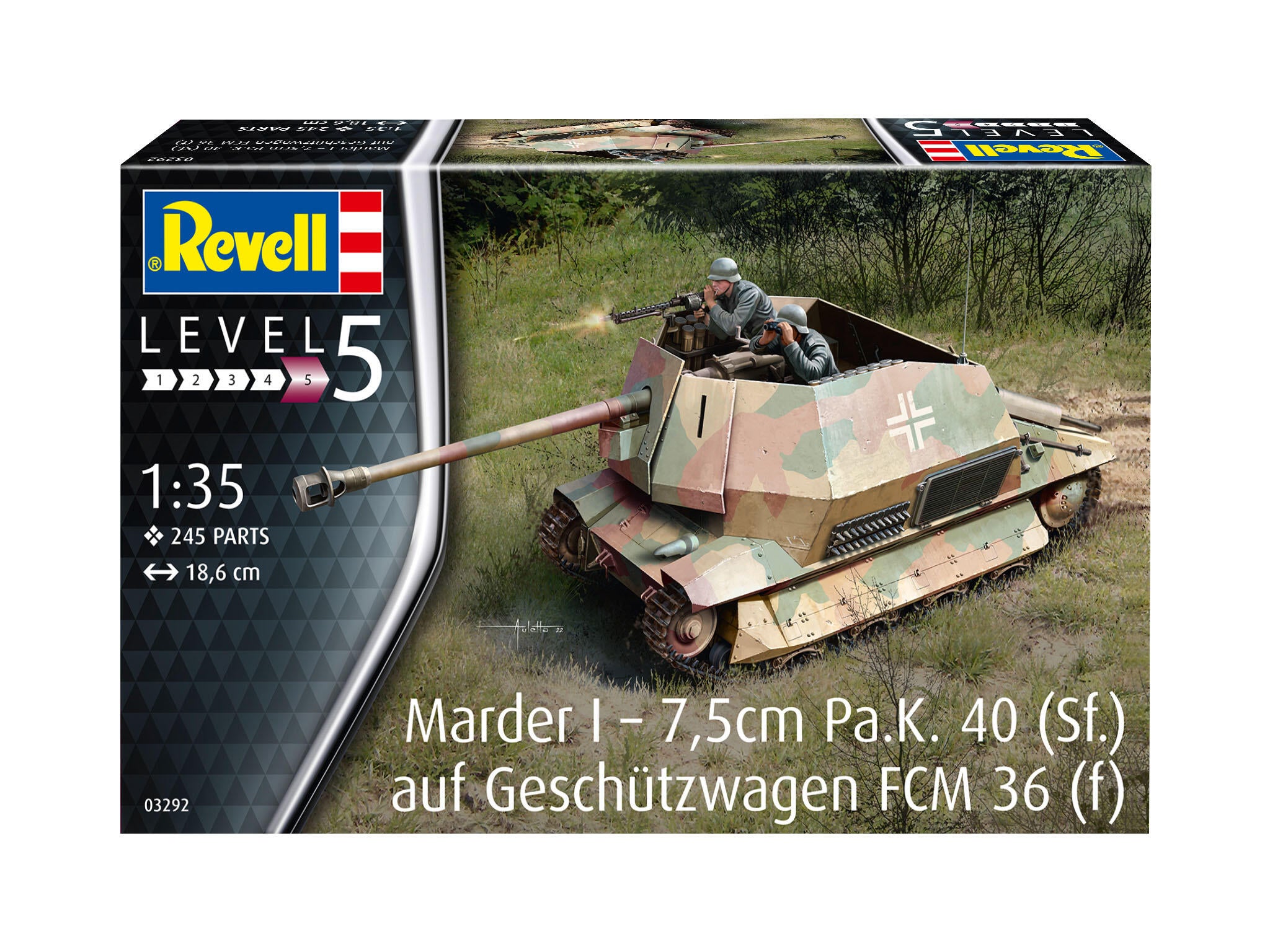 Set Macheta Revell Vehicul Militar Marder Tun 7.5 Cm P.A.K. 40 (Sf.) Pe Fcm 36(F) Scara Rev03292