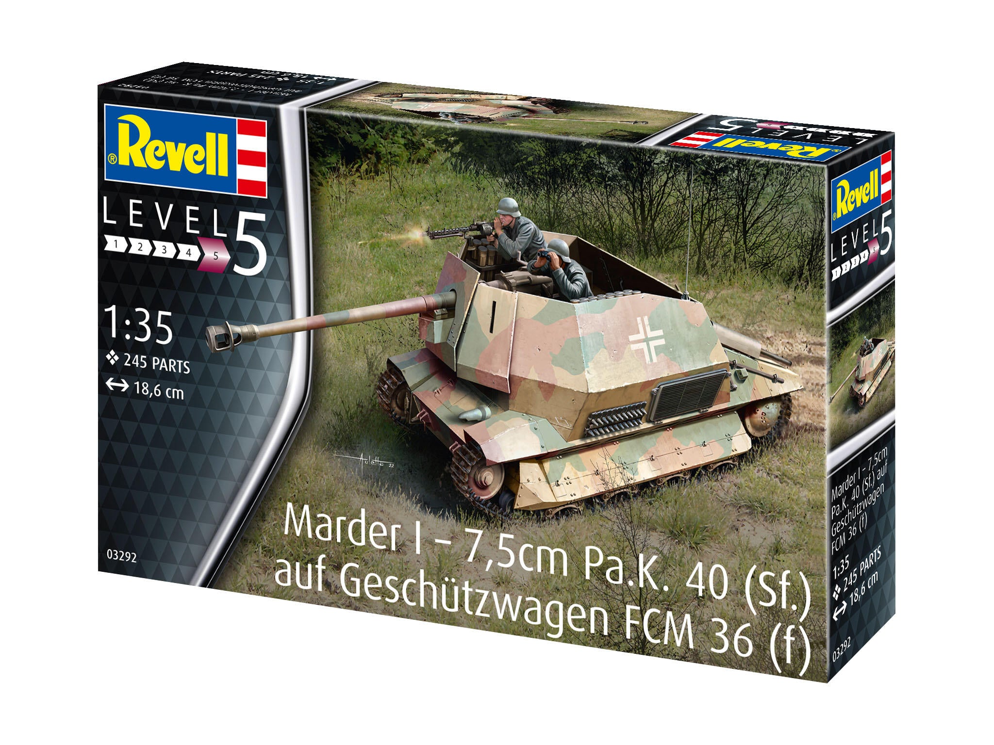 Set Macheta Revell Vehicul Militar Marder Tun 7.5 Cm P.A.K. 40 (Sf.) Pe Fcm 36(F) Scara Rev03292