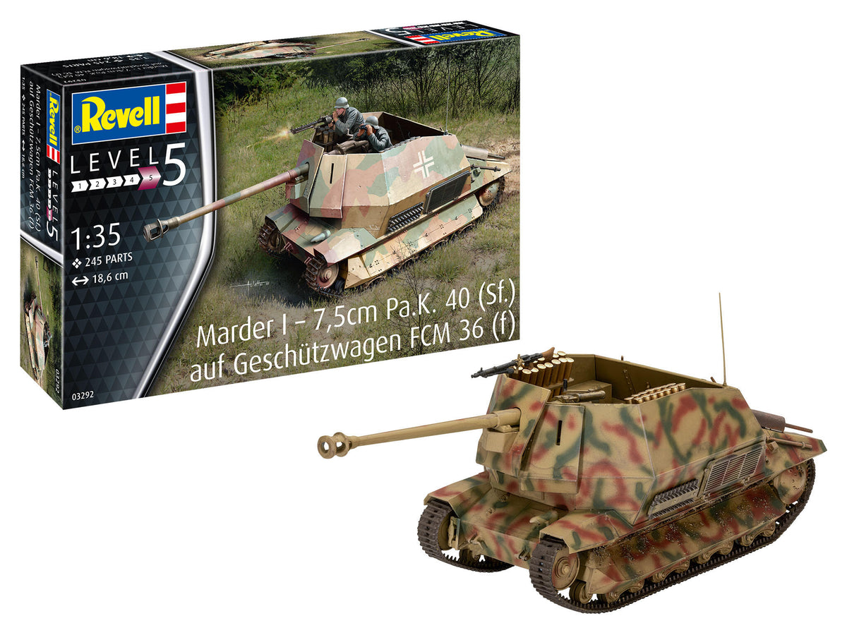 Set Macheta Revell Vehicul Militar Marder Tun 7.5 Cm P.A.K. 40 (Sf.) Pe Fcm 36(F) Scara Rev03292