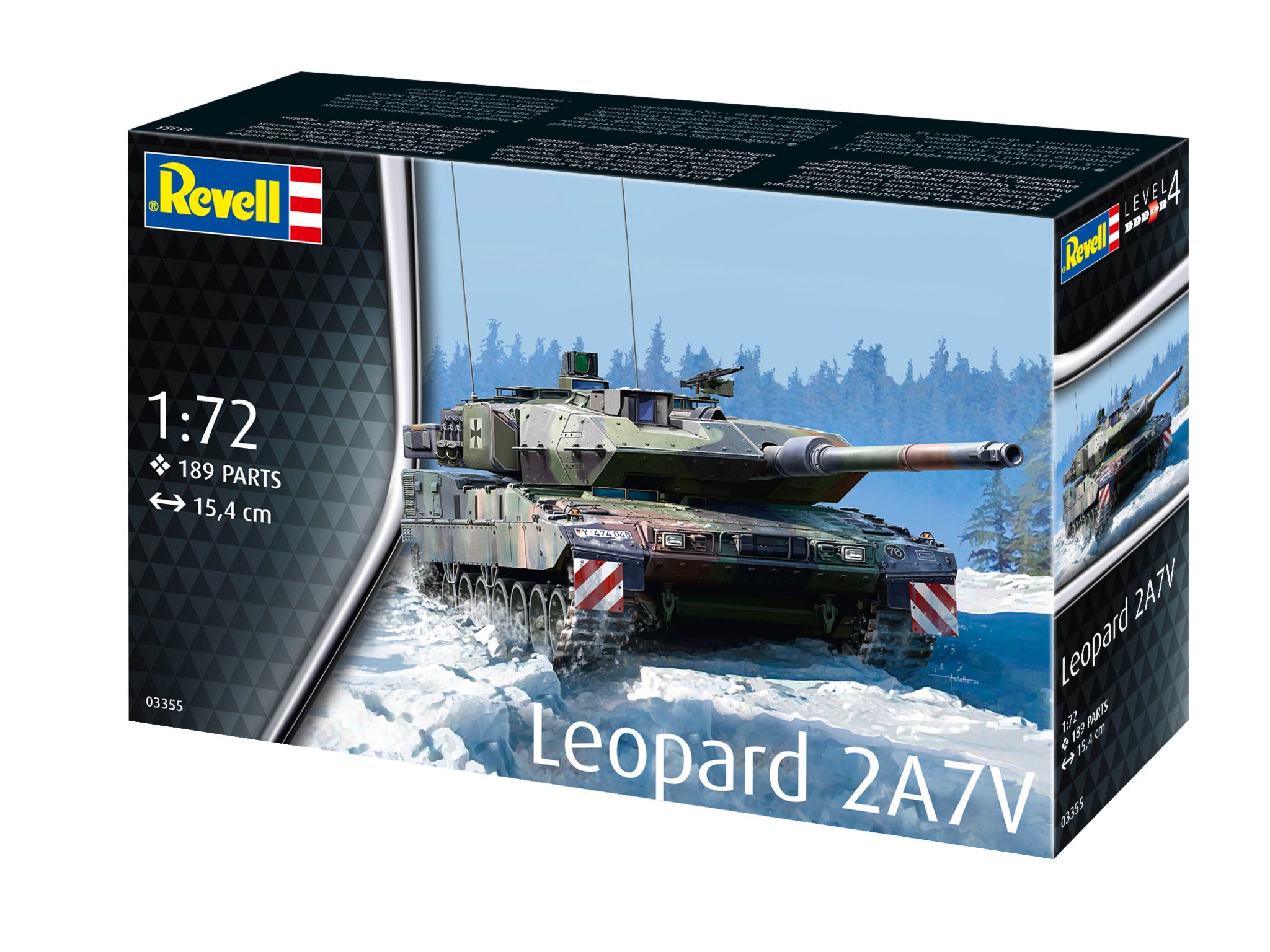 Macheta militara Leopard 2A7V, scara 1:72 (nivel 4) cu 189 piese, Revell 03355