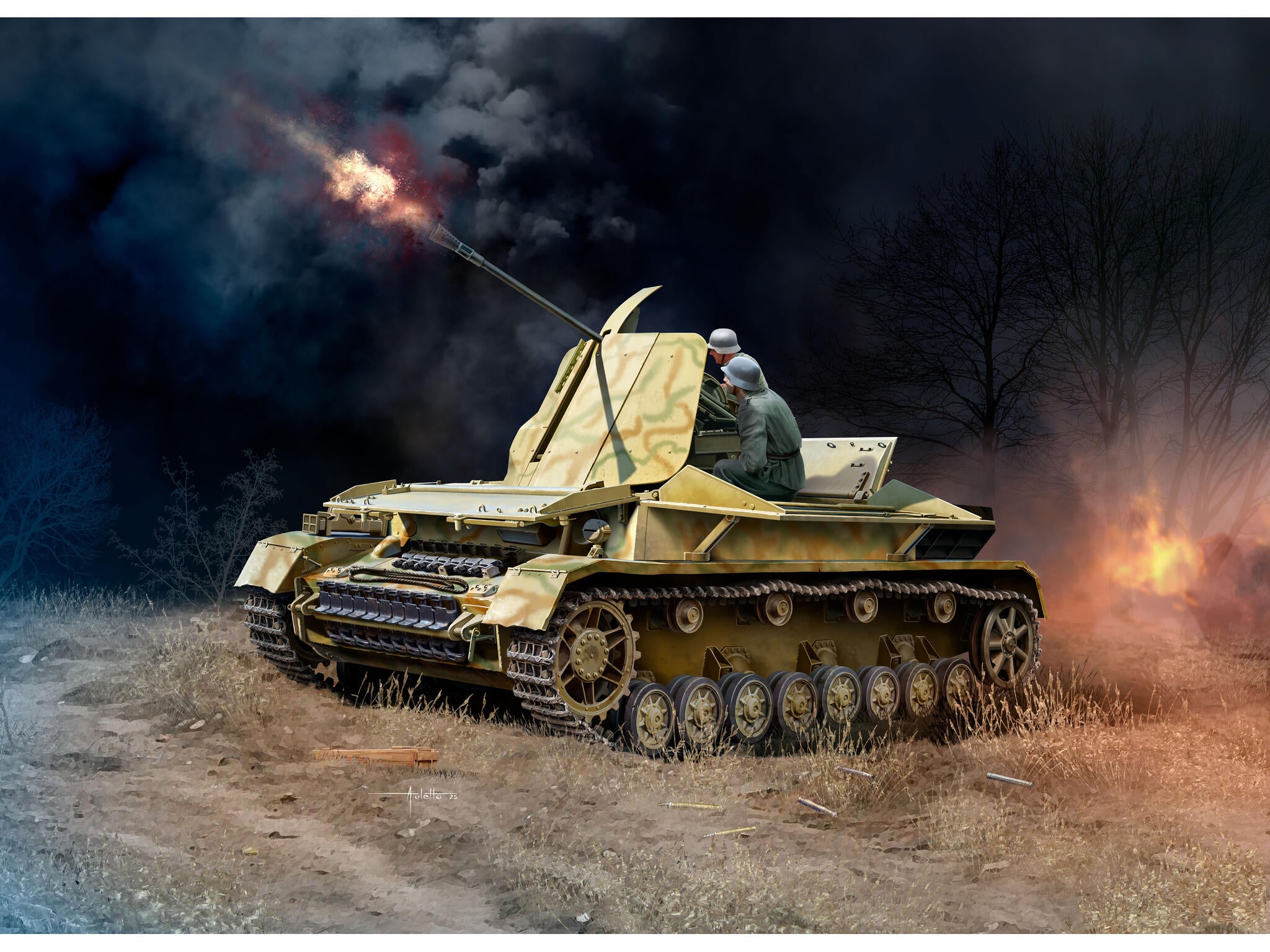 Set Macheta Revell Vehicul Militar Flakpanzer Iv Mobelwagen Cu Tun Flak 43 De 3,7 Cm Scara Rev03363