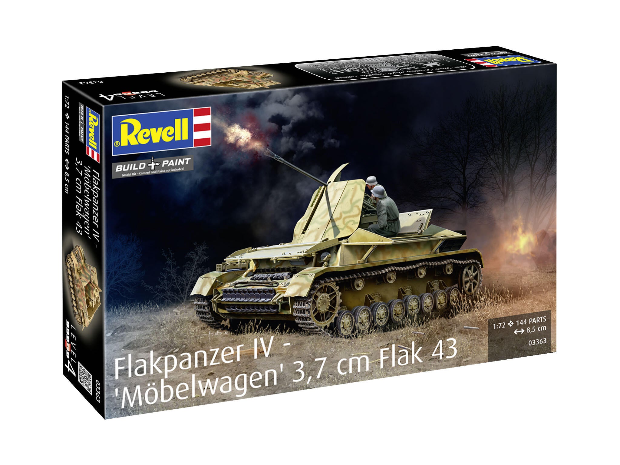 Set Macheta Revell Vehicul Militar Flakpanzer Iv Mobelwagen Cu Tun Flak 43 De 3,7 Cm Scara Rev03363