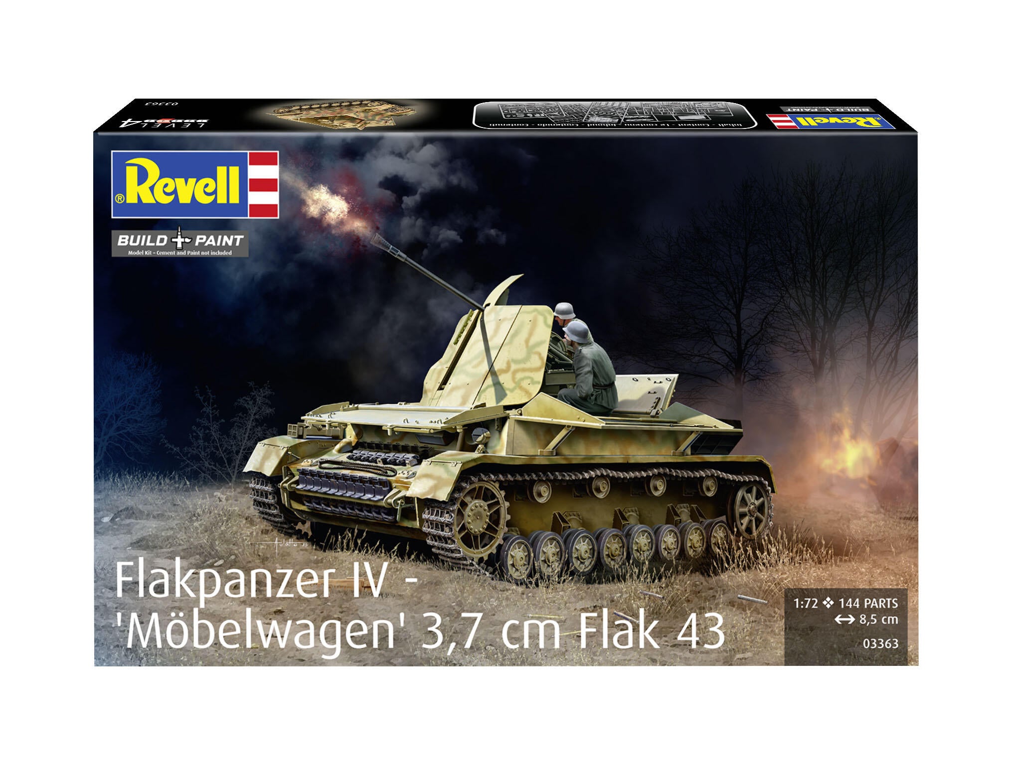 Set Macheta Revell Vehicul Militar Flakpanzer Iv Mobelwagen Cu Tun Flak 43 De 3,7 Cm Scara Rev03363