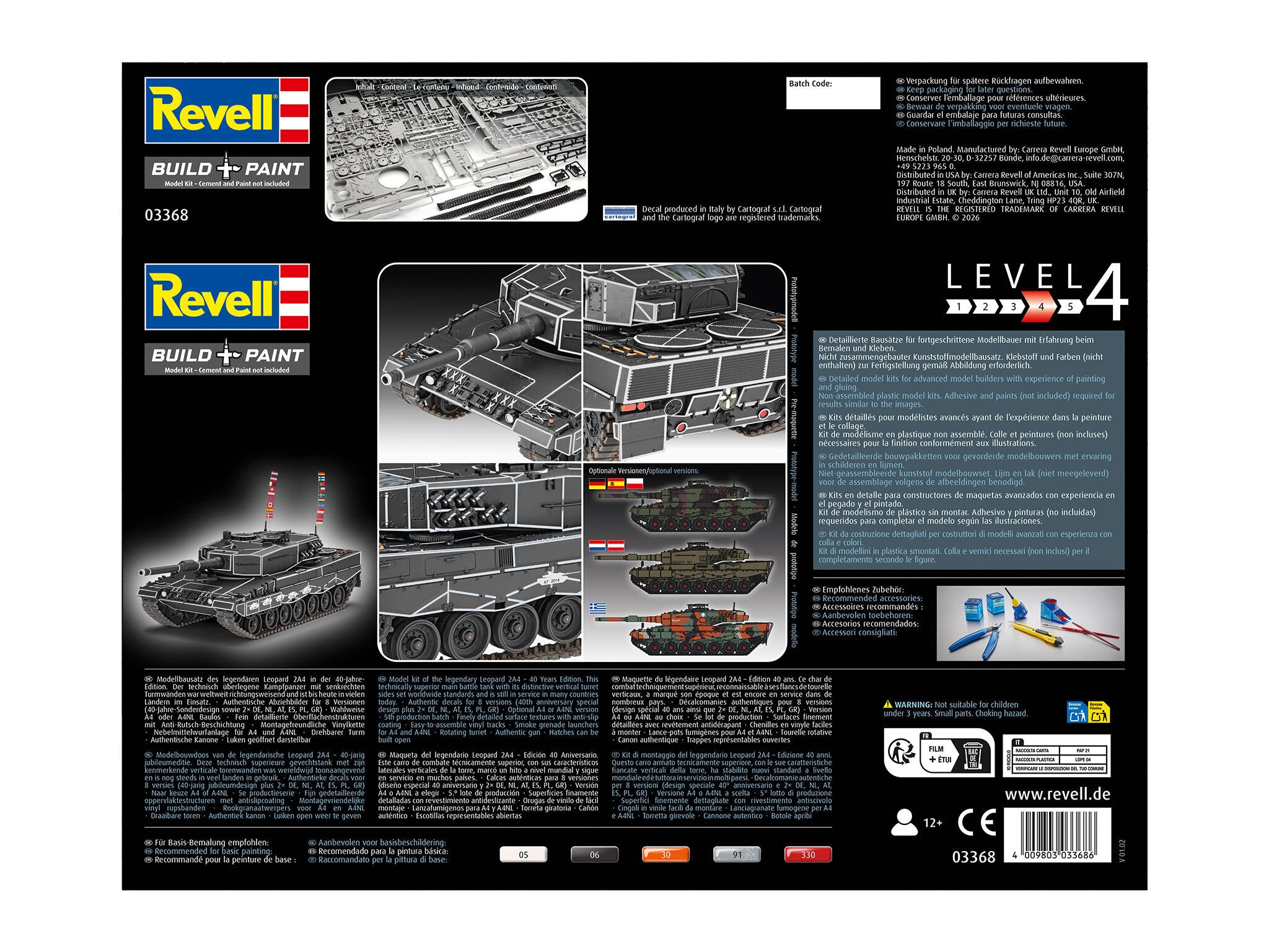 Revell Modell Kit Leopard 2A4 Scara 1:35 Rev03368
