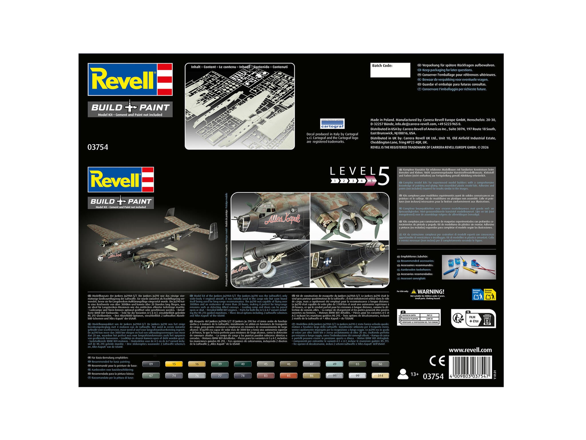 Revell Kit Junkers Ju290A-5/7 Seadler Scara 1:72 Rev03754