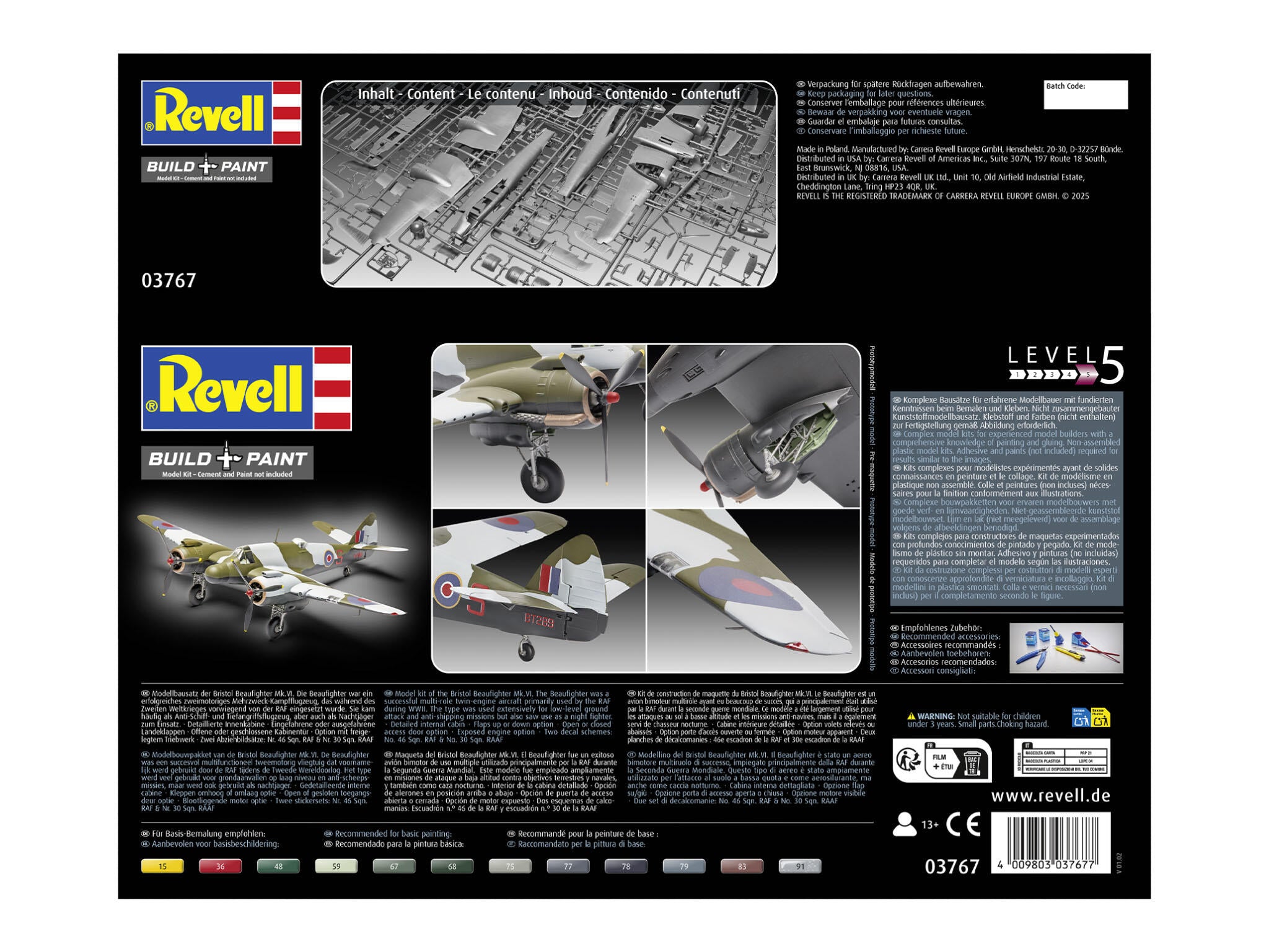 Set Macheta Revell Avion Bristol Beaufighter Mk. Vi Scara 1:48 Rev03767