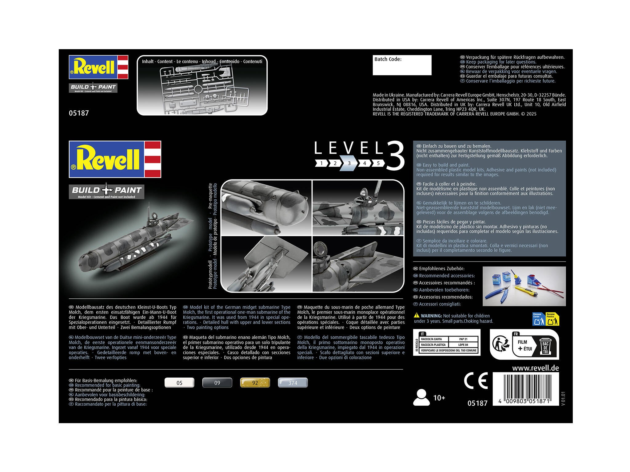 Set Macheta Revell Avion Submarin German Miniatura Tip Molch Scara 1:72 Rev05187