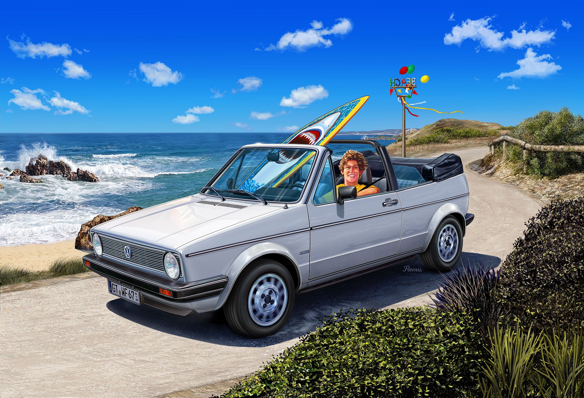 Set cadou 50 Years of VW Golf 1, Revell, model 1:24, detalii realiste, 355x215mm 05636