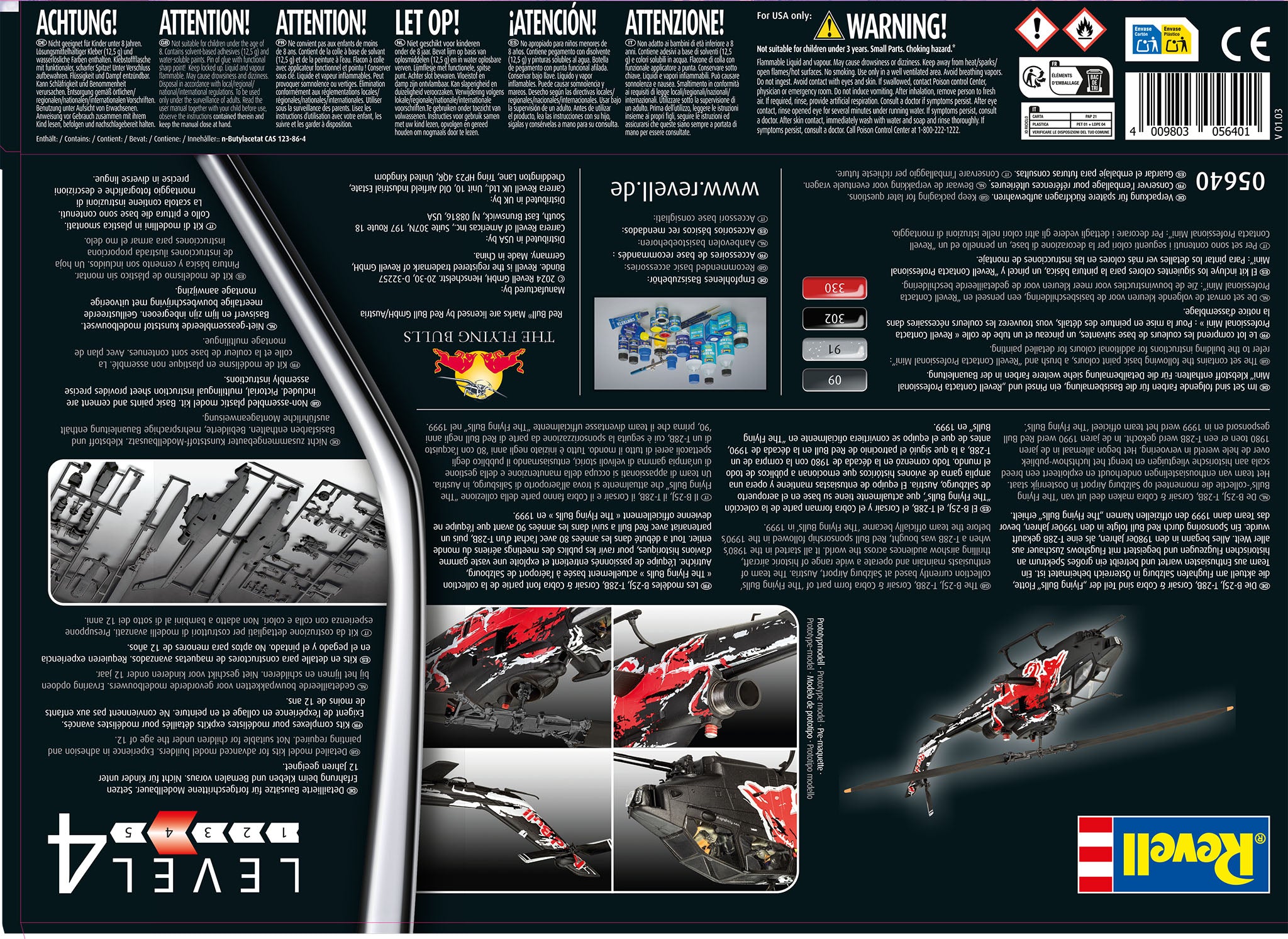 Avion Revell Gift Set Ah-1F Cobra: Flying Bulls 25Th Anniv. Scara 1:48 Rev05640