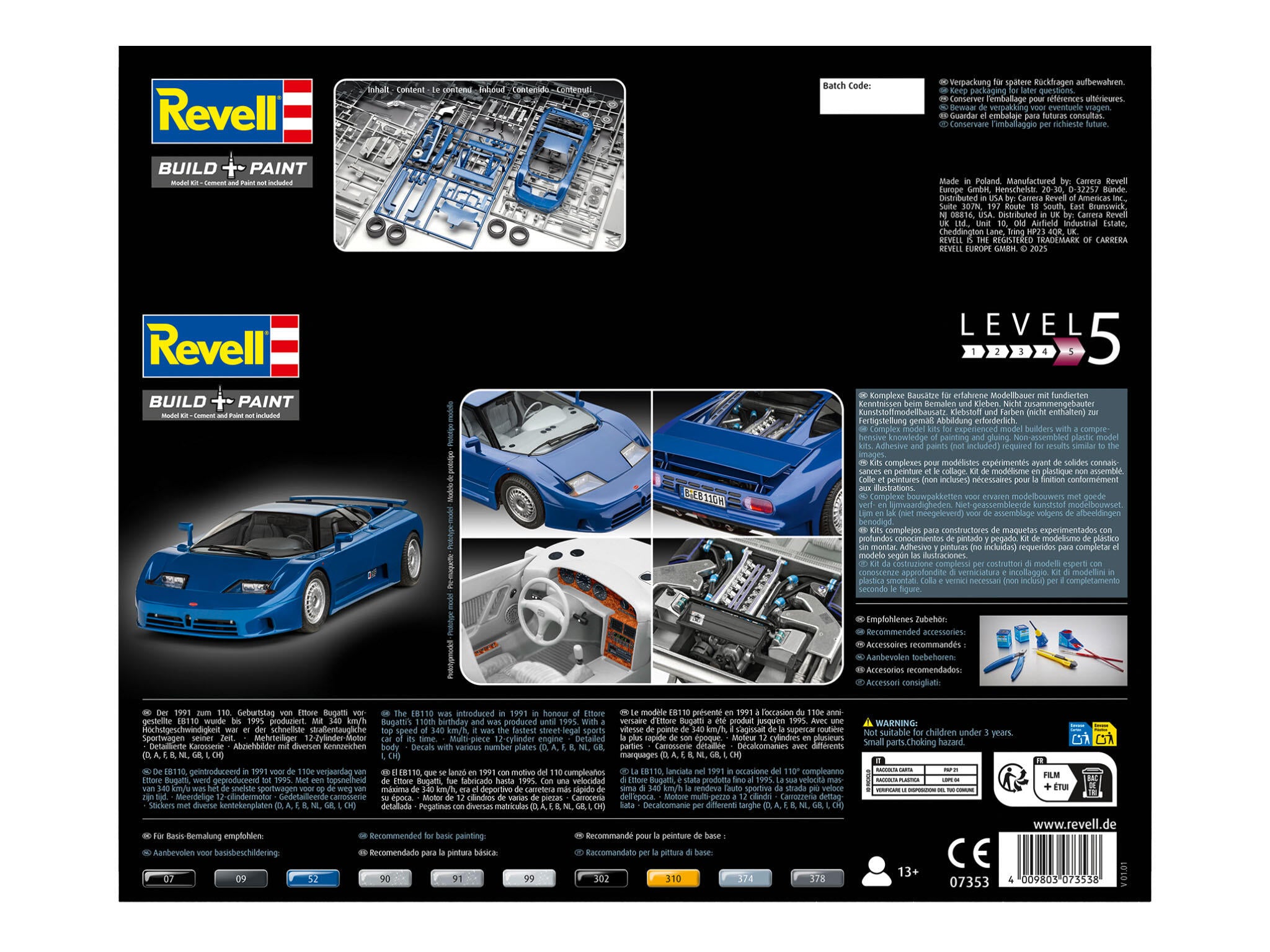 Revell Kit Bugatti Eb110 Scara 1:24 Rev07353