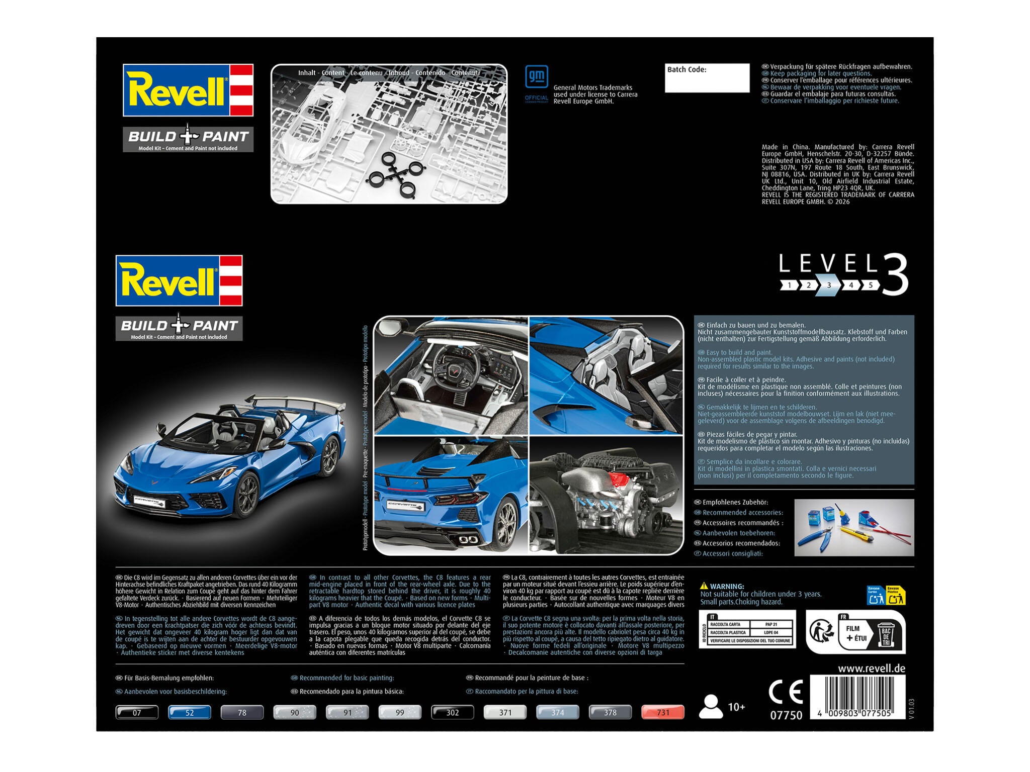 Revell Kit Corvette C8 Cabrio Scara 1:25 Rev07750