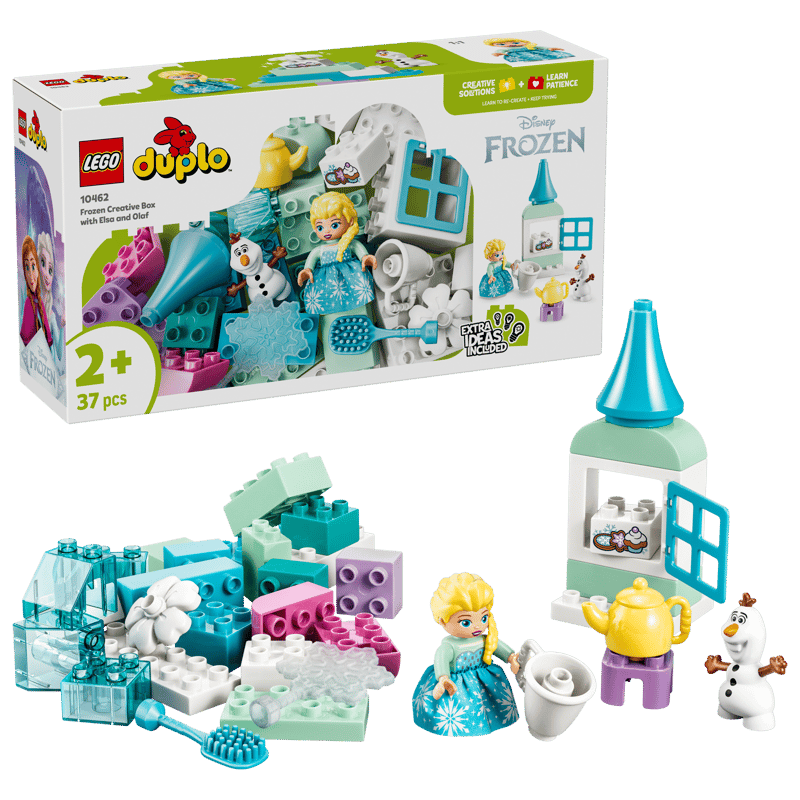 Set de constructie LEGO® DUPLO® | Disney Regatul de gheata Cutie creativa cu Elsa si Olaf din Regatul de gheata 10462, Jucarii pentru Copii de 2+ ani, Jucarii pentru Fete si Baieti, Jocuri Educative