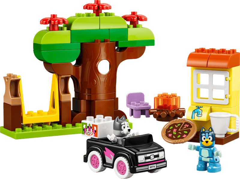 Set de constructie LEGO® DUPLO® Bluey Muffin si Blue, fetele care aduc pizza 10469, Jucarii pentru Copii de 2+ ani, Jucarii pentru Fete si Baieti, Jocuri Educative