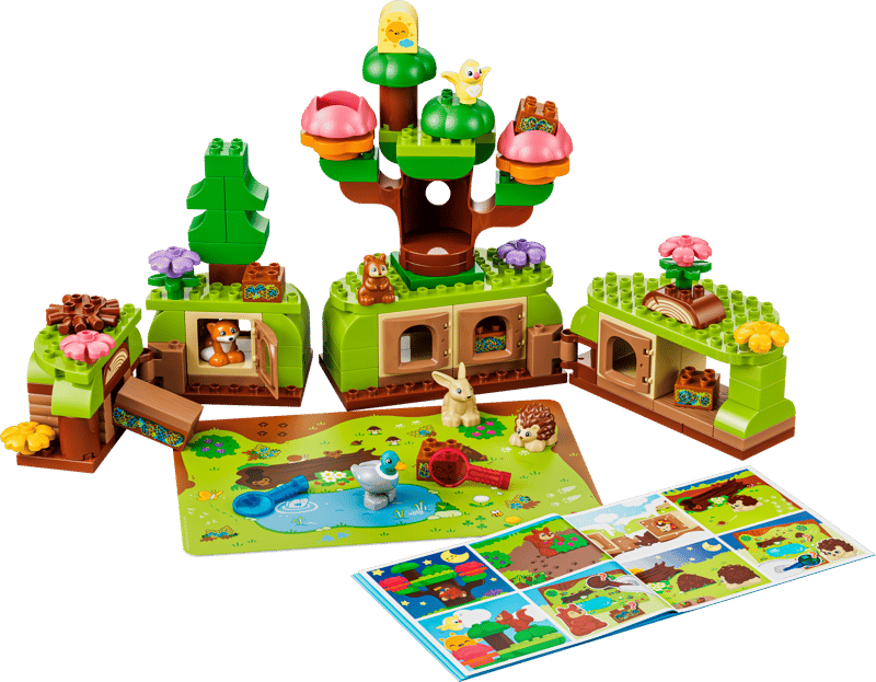 Set de constructie LEGO® DUPLO® Padurea descoperirilor cu animale salbatice 10480, Jucarii pentru Copii de 3+ ani, Jucarii pentru Baieti si Fete, Jocuri Educative