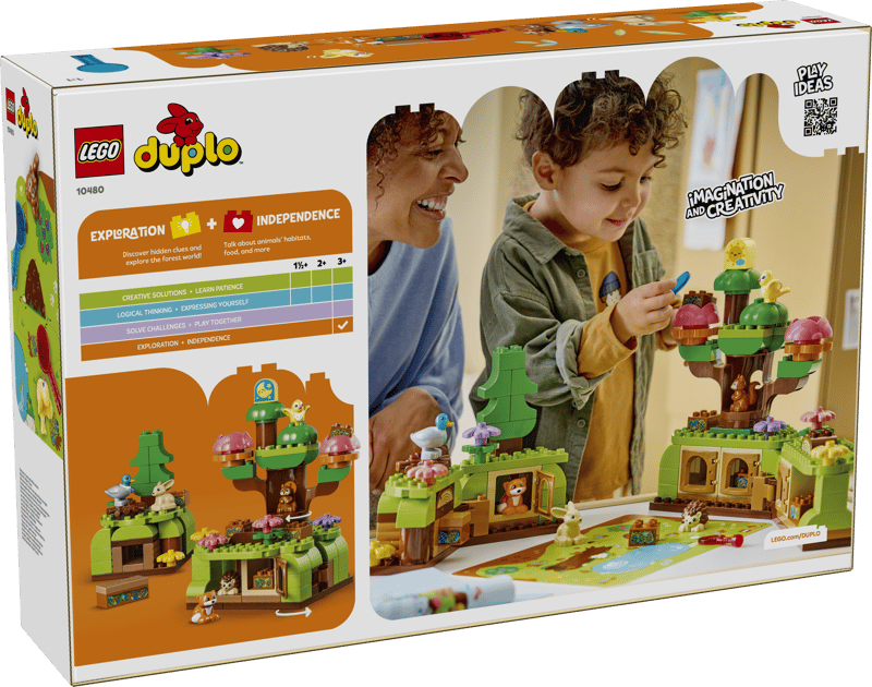 Set de constructie LEGO® DUPLO® Padurea descoperirilor cu animale salbatice 10480, Jucarii pentru Copii de 3+ ani, Jucarii pentru Baieti si Fete, Jocuri Educative