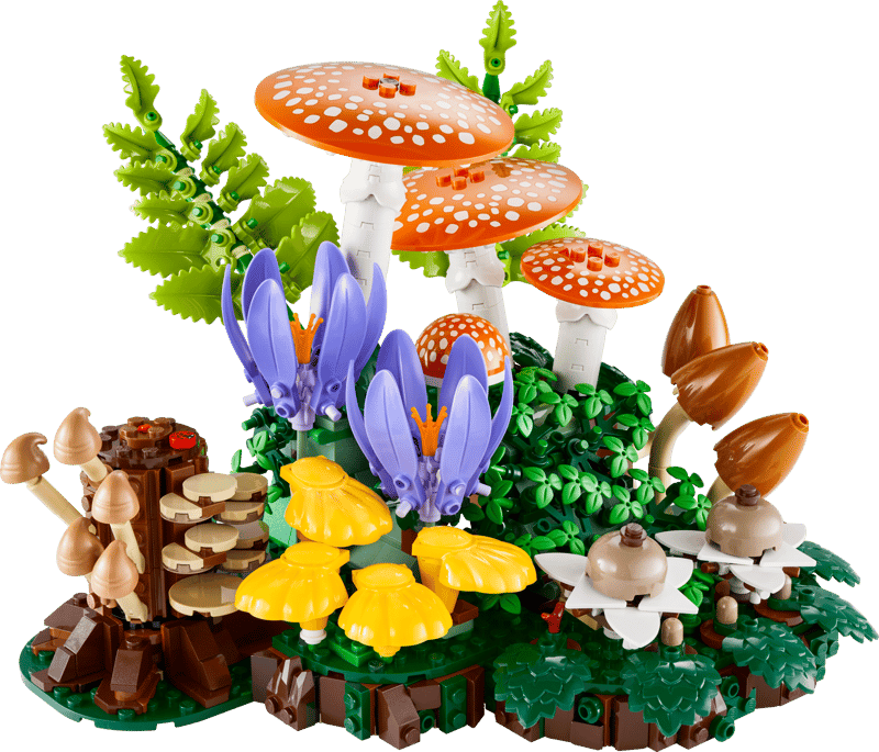 Set de constructie pentru adulti LEGO® Botanicals Ciuperci de padure 11505, Plante Artificiale, Decoratiuni pentru Living, Idee de Cadou pentru Femei si Barbati, 806 piese