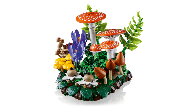 Set de constructie pentru adulti LEGO® Botanicals Ciuperci de padure 11505, Plante Artificiale, Decoratiuni pentru Living, Idee de Cadou pentru Femei si Barbati, 806 piese