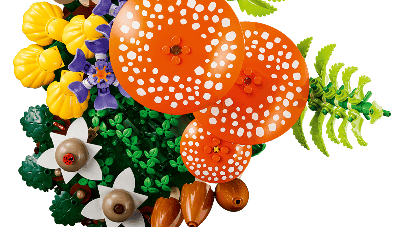 Set de constructie pentru adulti LEGO® Botanicals Ciuperci de padure 11505, Plante Artificiale, Decoratiuni pentru Living, Idee de Cadou pentru Femei si Barbati, 806 piese