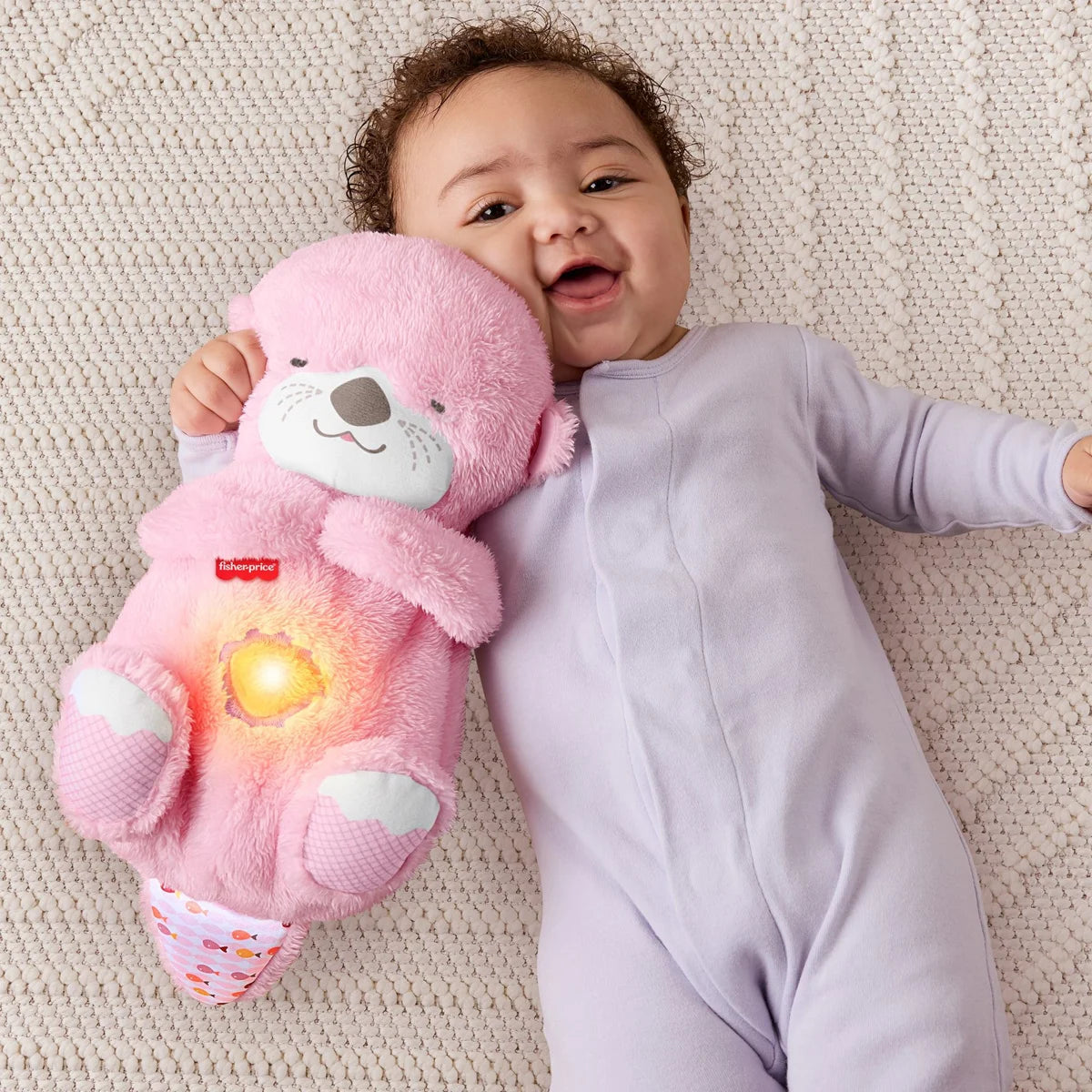 Mattel Jucarie de plus cu lumina, Vidra adormita - roz, 0 luni+