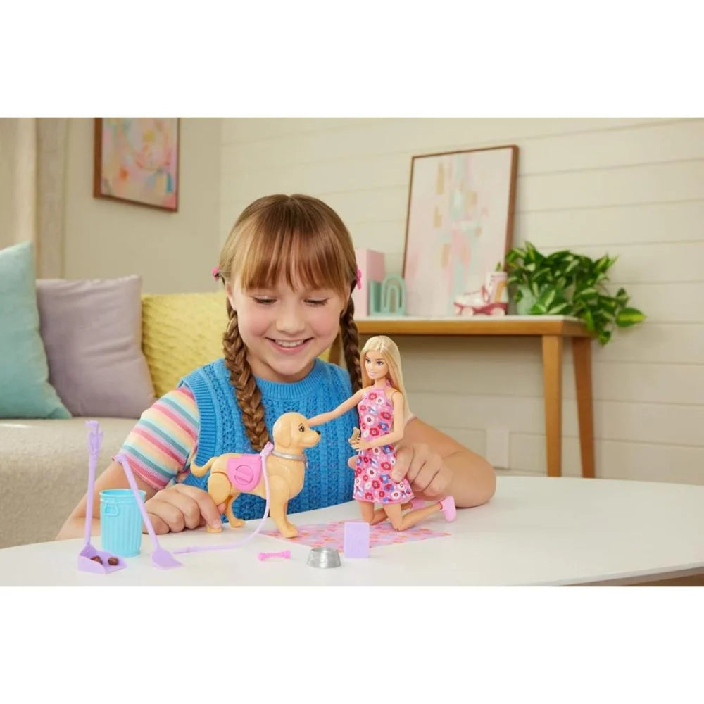 Mattel Papusa cu catelus si accesorii, Barbie Malibu, Family&Friends