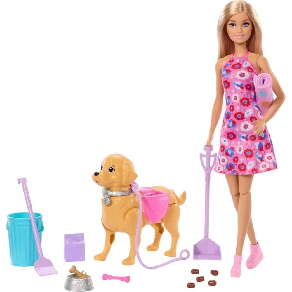 Mattel Papusa cu catelus si accesorii, Barbie Malibu, Family&Friends