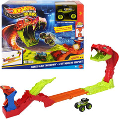 Set de joaca cu masinuta, Hot Wheels, Monster Trucks, Snake Slam Takedown