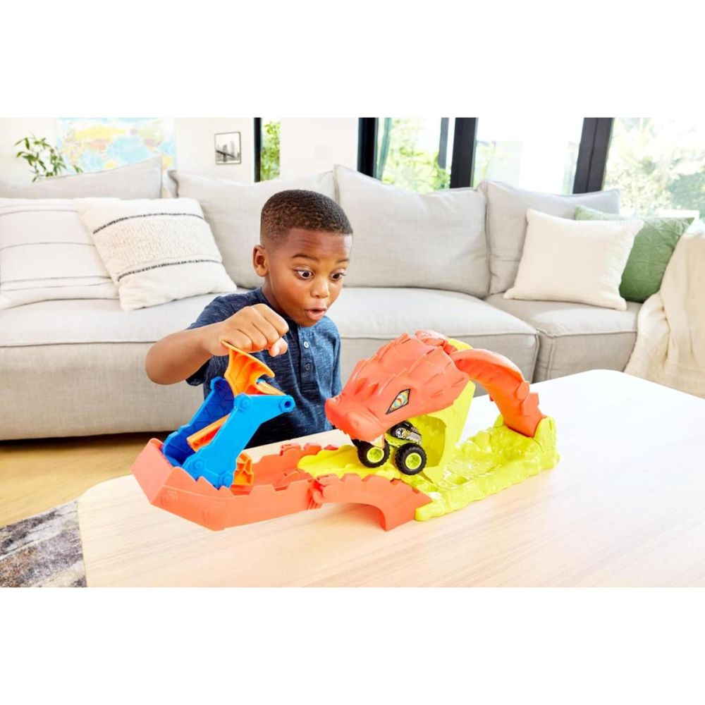 Set de joaca cu masinuta, Hot Wheels, Monster Trucks, Snake Slam Takedown
