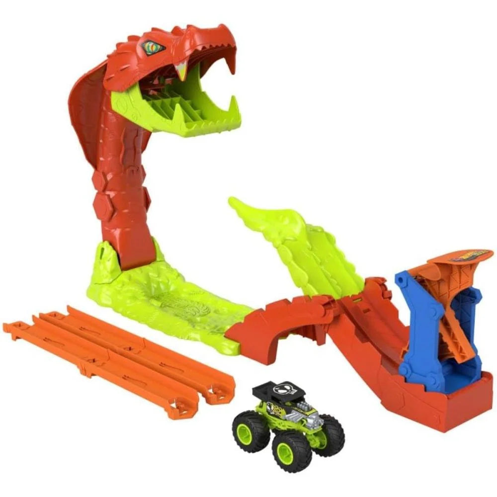 Set de joaca cu masinuta, Hot Wheels, Monster Trucks, Snake Slam Takedown