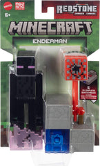 Figurină Enderman 8cm, Mattel, set cu piesă Build A Portal, articulații mobile, multicolor