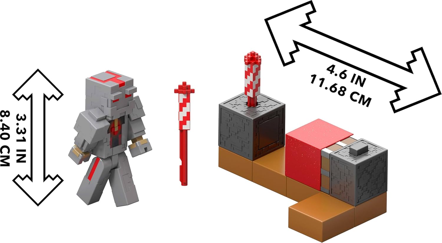 Mattel Minecraft, Jucarie interactiva, gri, set complet de accesorii