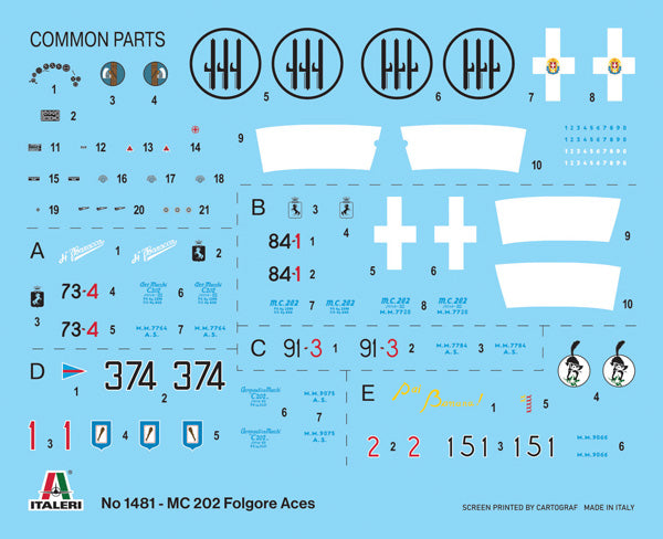 MACHETA  ITALERI AVION MC.202 FOLGORE ACES SCARA 1:72 IT1481S