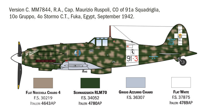 MACHETA  ITALERI AVION MC.202 FOLGORE ACES SCARA 1:72 IT1481S