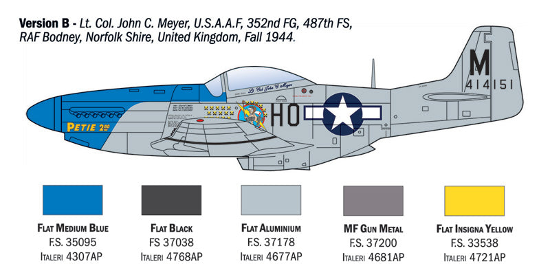 MACHETA  ITALERI AVION P-51D MUSTANG ACES SCARA 1:72 IT1484S