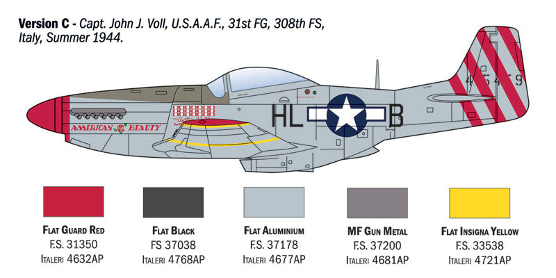 MACHETA  ITALERI AVION P-51D MUSTANG ACES SCARA 1:72 IT1484S