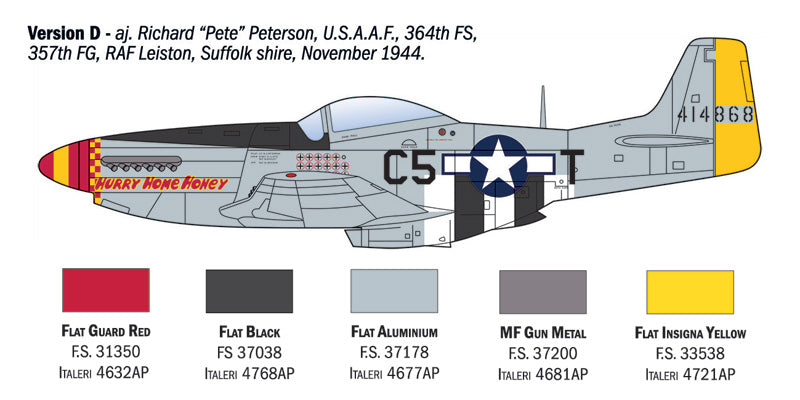 MACHETA  ITALERI AVION P-51D MUSTANG ACES SCARA 1:72 IT1484S