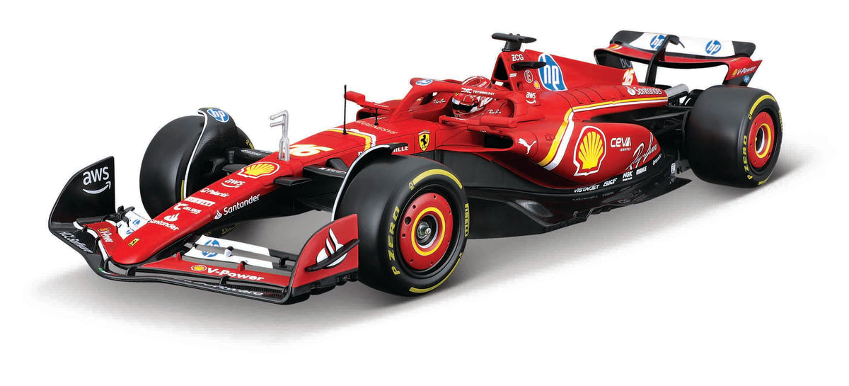 Macheta Bburago 1:24 Kit Model Formula Ferrari-Cu Casca & Fara Suport #16 Charles Leclerc Bb26858
