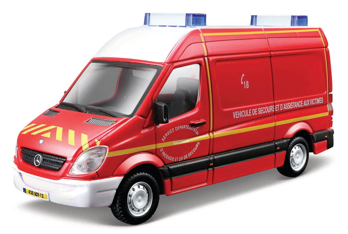 Macheta Bburago Emergency Vehicol Ambulanta Service Rosie Scara 1/50 Bb32025-32006