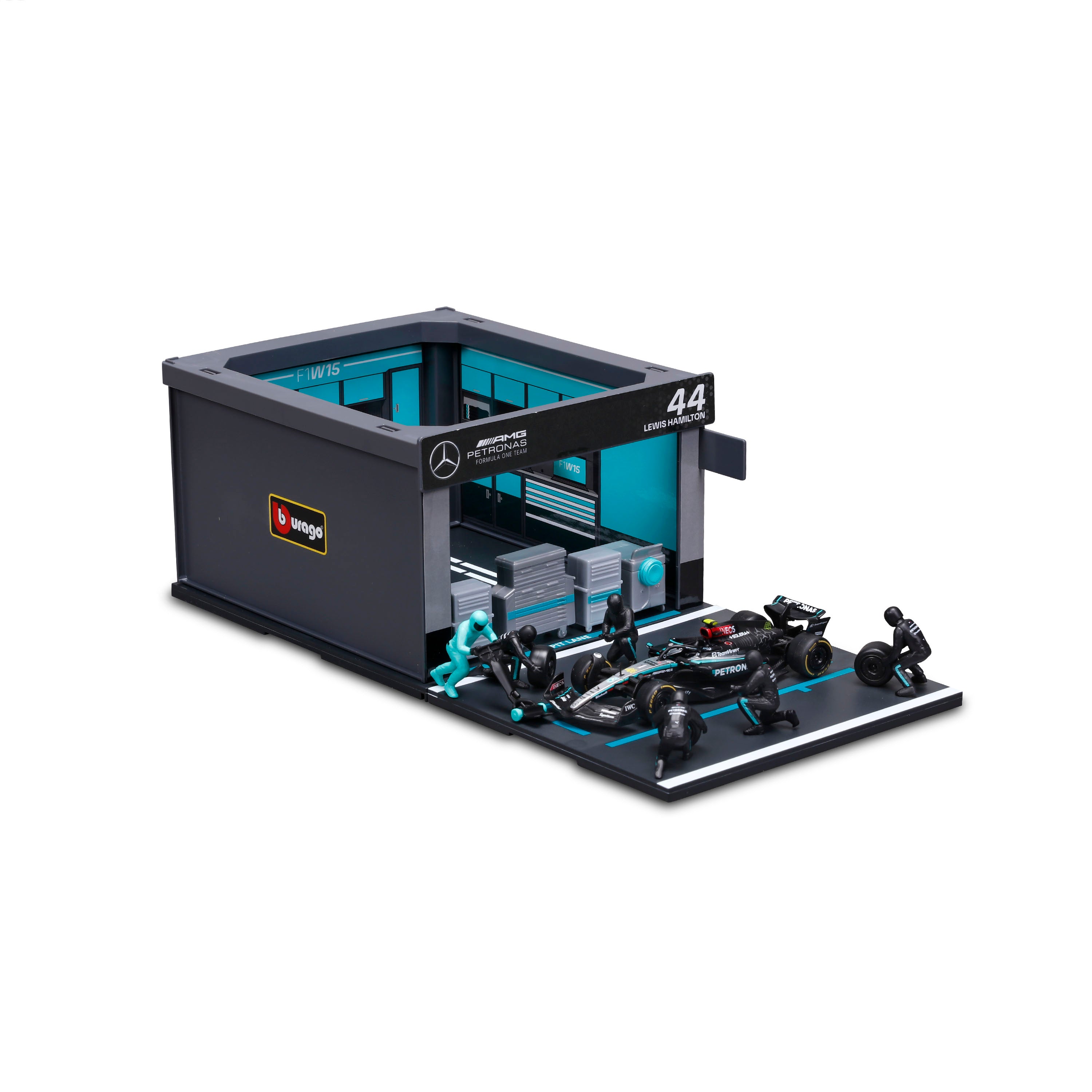 Macheta Bburago 1:43 Formula Pit Pass-Mercedes Amg Petr. W15 Team #44 Lewis Hamilton Bb38452/44