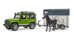 Masina Bruder Leisure Time - Land Rover Defender, cu remorca si cal 02592