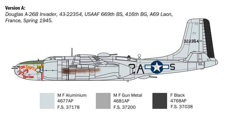 Macheta aeromodel de construit Avion A-26 A/B Invader  Scara 1:72 Italeri 1274