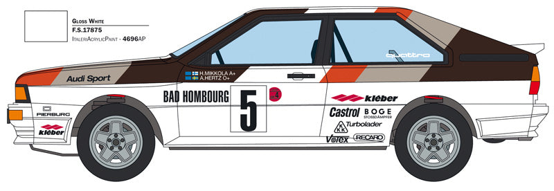 Kit de construit masina de raliu AUDI QUATTRO, Lungime 18.3 cm, Scara 1:24, 3642